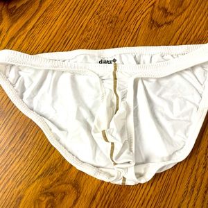 Dietz brand mens underwear/swim (if u dare) narrow front brief- white M